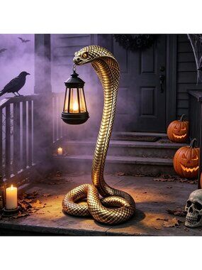 19.89'' Solar Snake Garden Statue - Scary Halloween Decor for Yard, Patio